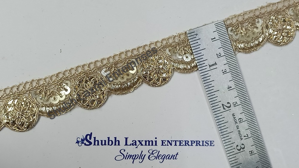 Embroidery Sequence Golden Colour Lace