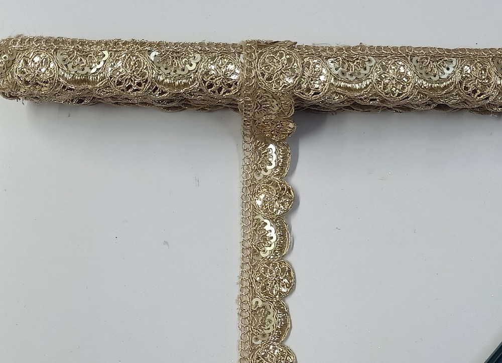 Embroidery Sequence Golden Colour Lace