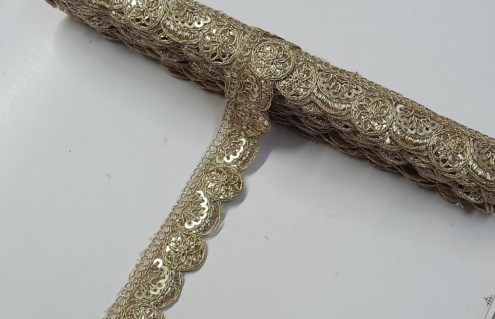 Embroidery Sequence Golden Colour Lace