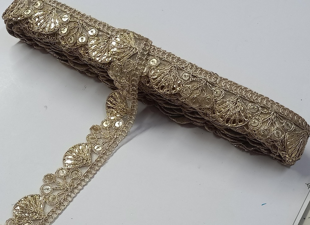 Embroidery Sequence Golden Lace