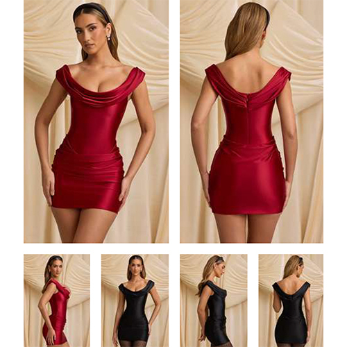 Satin Lycra  Elegant Mini Dress