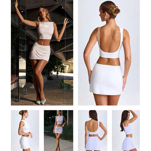 Two Piece Lycra White Dress