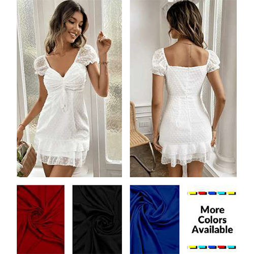 White Color Swiss Dot Dress