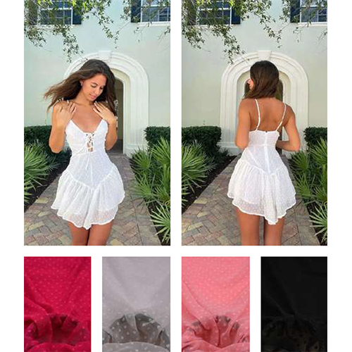 Dobby Fabric Plunge Dress - Color: Different Available