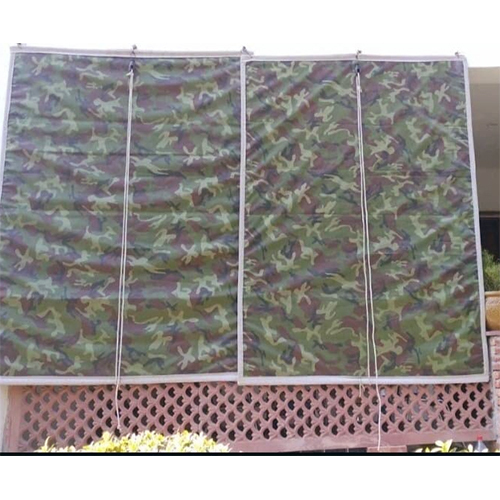 S N Craft Bamboo Chick Blind Curtains With Army Print For Balcony-Windows (Green) (Army Print, 4 Feet X 5 Feet) - Color: Green