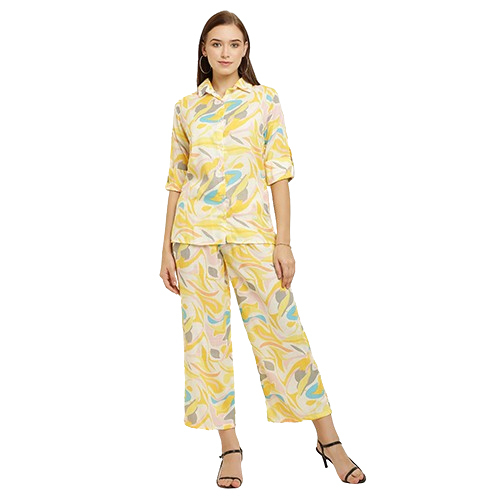Ladies Printed Co Ord Set - Color: Multicolor