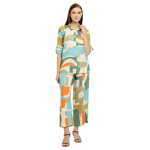 Ladies 100% Cotton Co Ord Set - Color: Multicolor