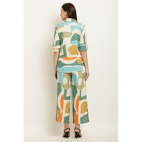 Ladies 100% Cotton Co Ord Set - Color: Multicolor