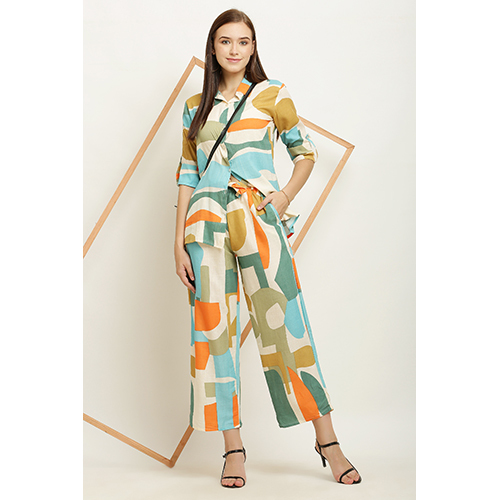 Ladies 100% Cotton Co Ord Set - Color: Multicolor