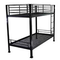 Metal Bunk Bed - Iron And Mild Steel, 3/6ft Size, Sleek Black Powder Coating | Durable Indoor Furniture For Hostel Use