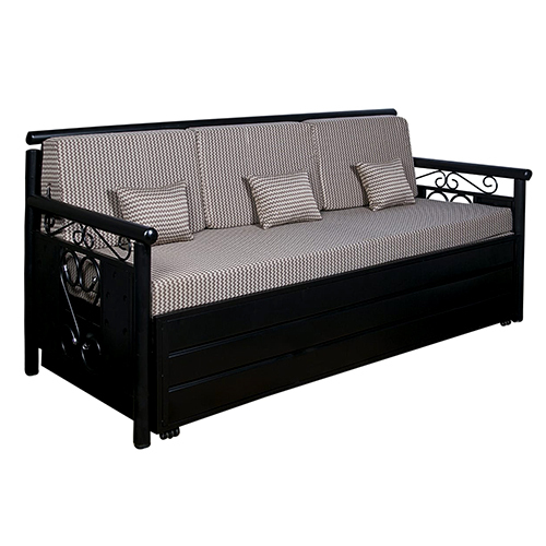 Metal Sofa Cum Bed With Storage - Color: Black