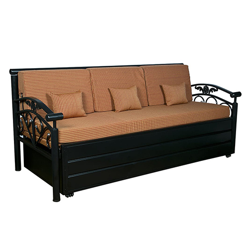 Metal Sofa Cum Bed With Storage - Color: Black