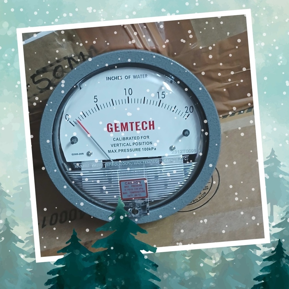 GEMTECH G2020 Differential Pressure Gauge Range 0-20 Inch