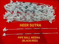 Pipe Ball Black And Red Meena Silver Anklet