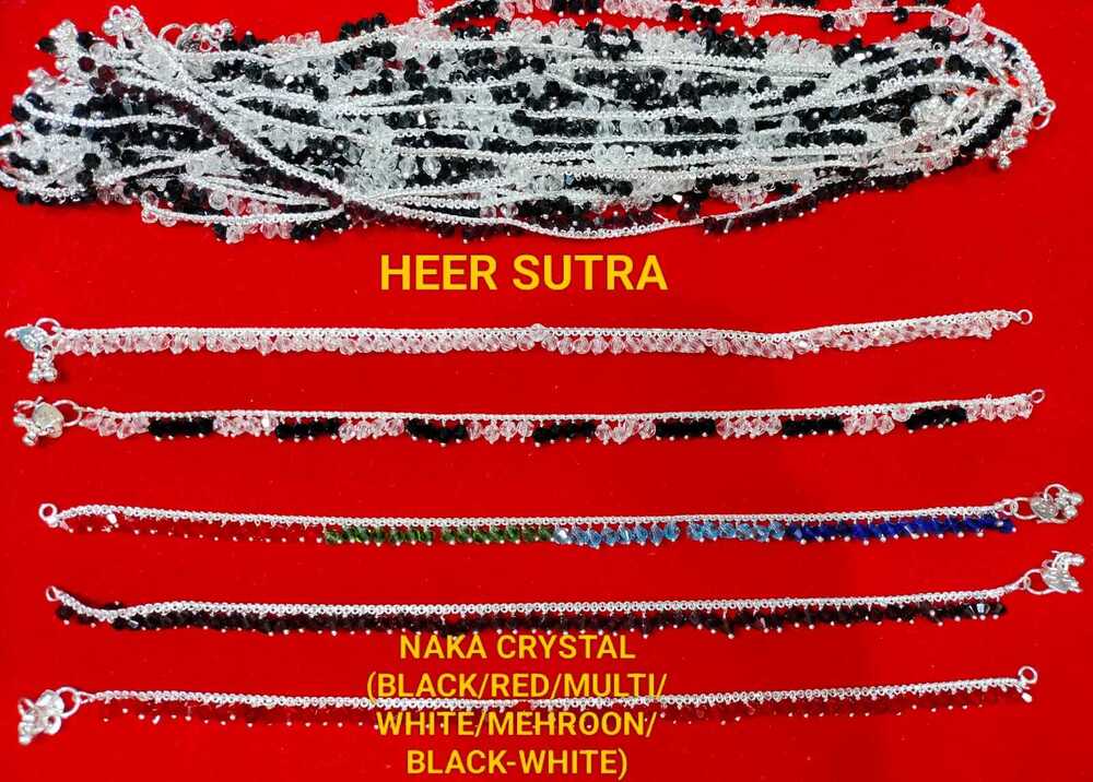 Naka Crystal Moti Silver Plated Anklet Naka Crystal Moti Silver Plated Anklet