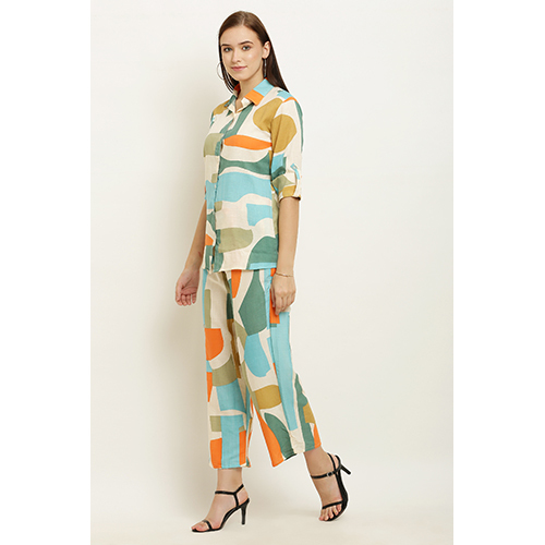 Ladies 100% Cotton Co Ord Set - Color: Multicolor