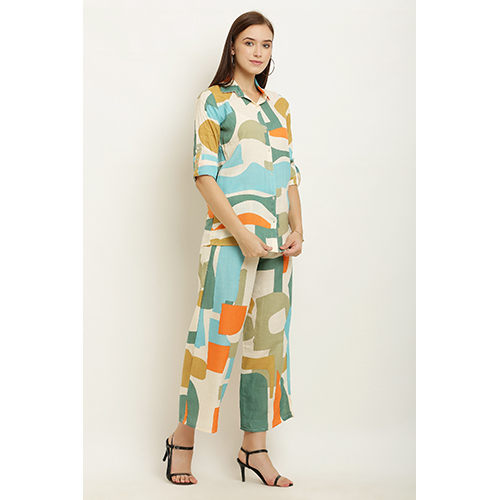 Ladies 100% Cotton Co Ord Set - Color: Multicolor