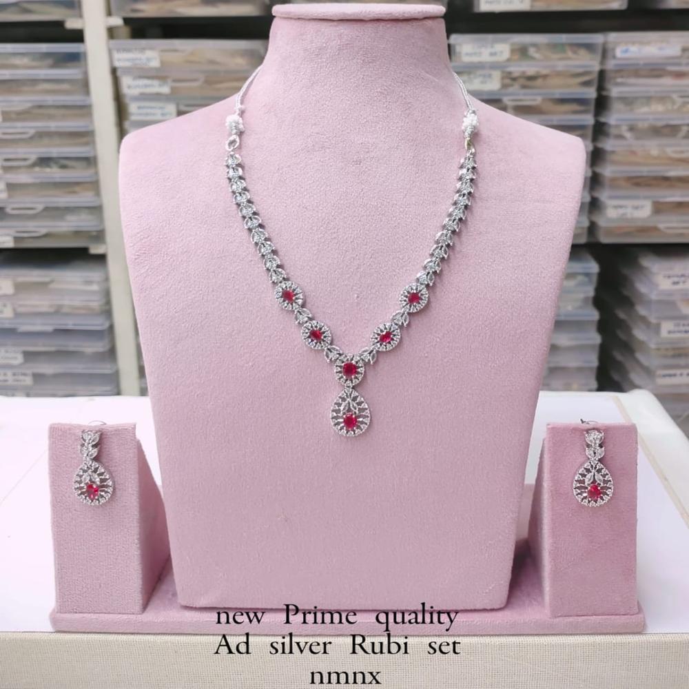 AMERICAN DIAMOND STUDDED NECKLACE WITH EARRING JEWELLERY SET FOR WOMEN AND GIRL     