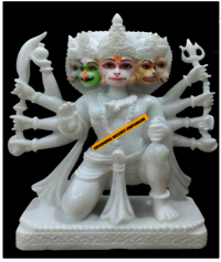 Finely Carved Marble Hanuman Statue - 12 Inches Tall, Intricate Detailing, Ideal For Home, Temple Decor & Thoughtful Gifting