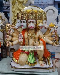 Handcrafted Marble Hanuman Statue - Marble Construction, Intricate Detailing, Divine Design For Home Decor And Spiritual Altar