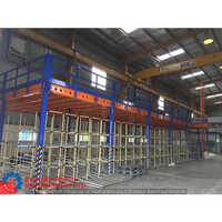 Single Tier Mezzanine Floor - Color: Blue & Orange