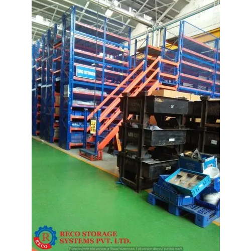 Multiple Rack Mounted Mezzanine Floor - Color: Blue