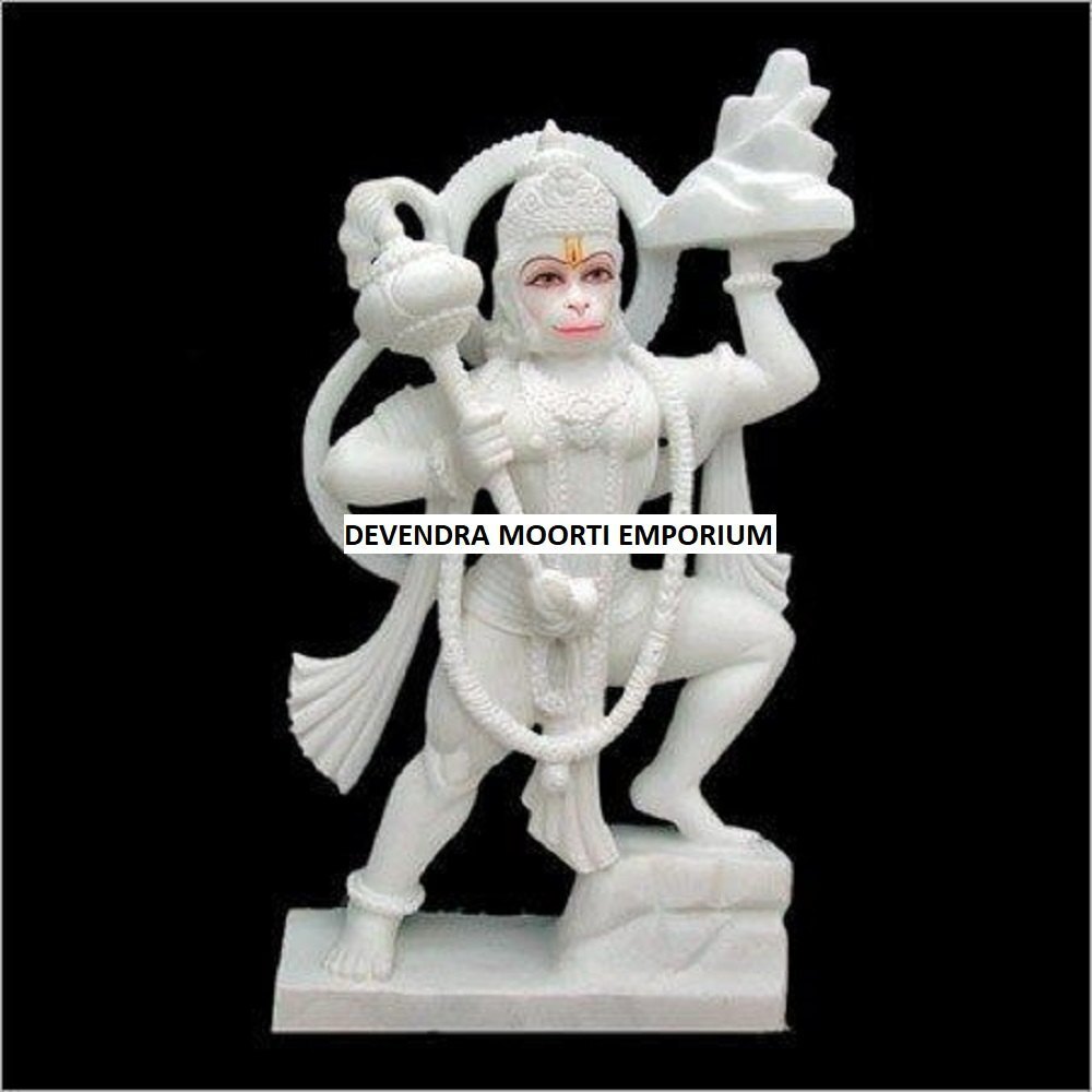 Handcrafted White Marble Lord Hanuman Murti