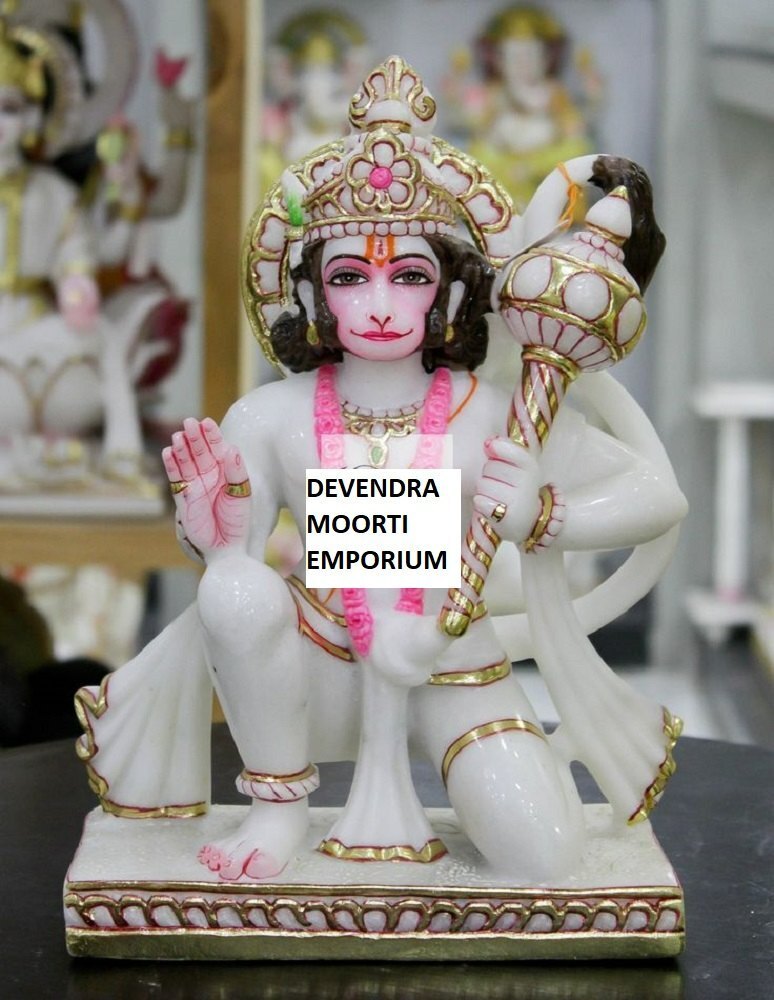Sacred Marble Hanuman Sculpture  Handmade Idol