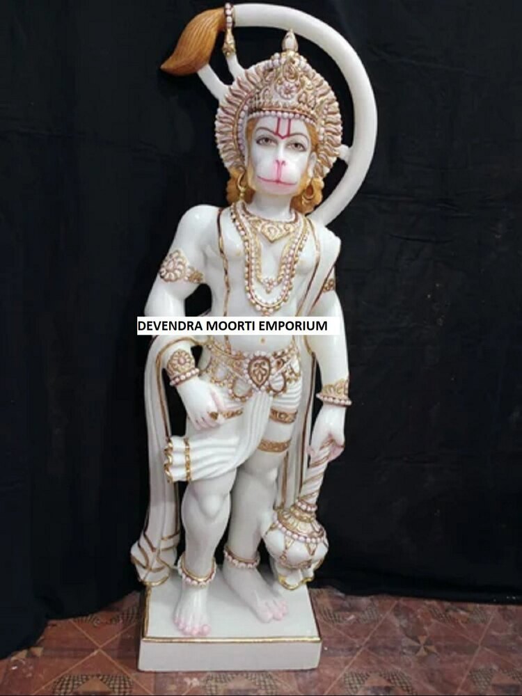 Traditional Marble Hanuman Ji Murti for Worship
