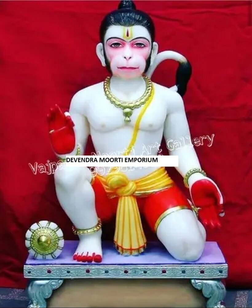 Pure Marble Bajrangbali Statue for Worship & Decor
