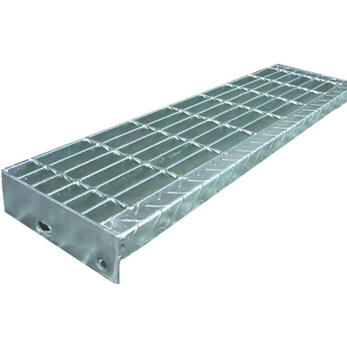 Stair Tread Grating With Nosing - Color: Metallic Grey