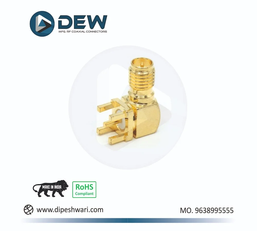 RP SMA FEMALE RIGHT ANGLE PCB MOUNT