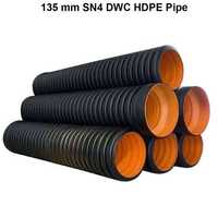 135 Mm Sn4 Dwc Hdpe Pipe - Color: Black