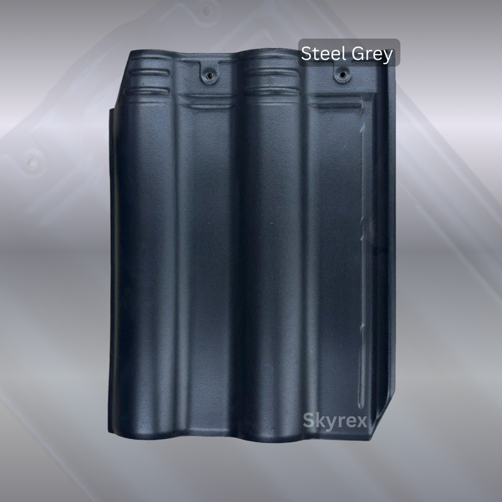 Blue Grey Ceramic Glazed Roofing Tile - Style: Plain