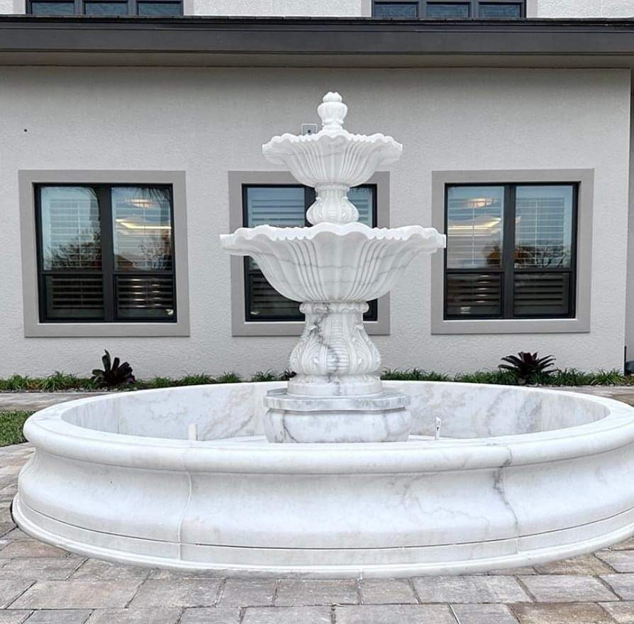 Marble Center Fountain - Color: White