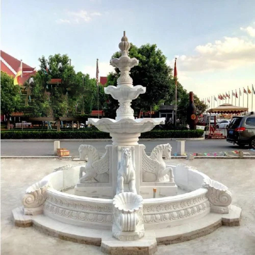 White Horse Marble Stone Fountain