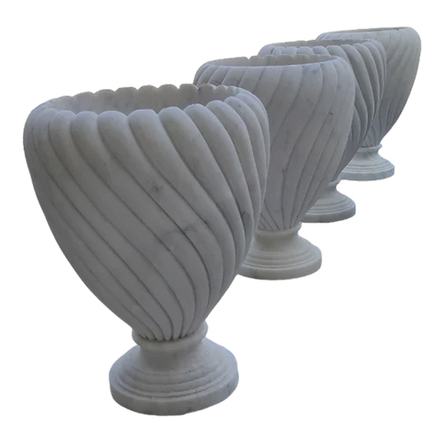 Round White Marble Flower Pot