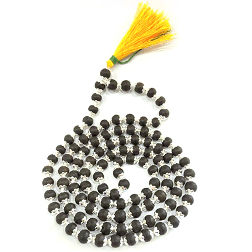 Silver Ebony Wood-1081-beads Karungali Mala
