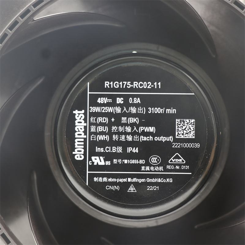 ebmpapst R1G175-RC02-11 175mm 48V DC 39W 0.8A 3100RPM Blower Heat Exchanger Communication Base Station Centrifugal Cooling Fan