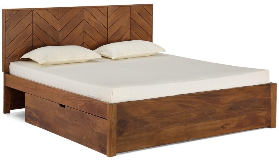 स्टोरेज के साथ ठोस लकड़ी का किंग साइज बेड
