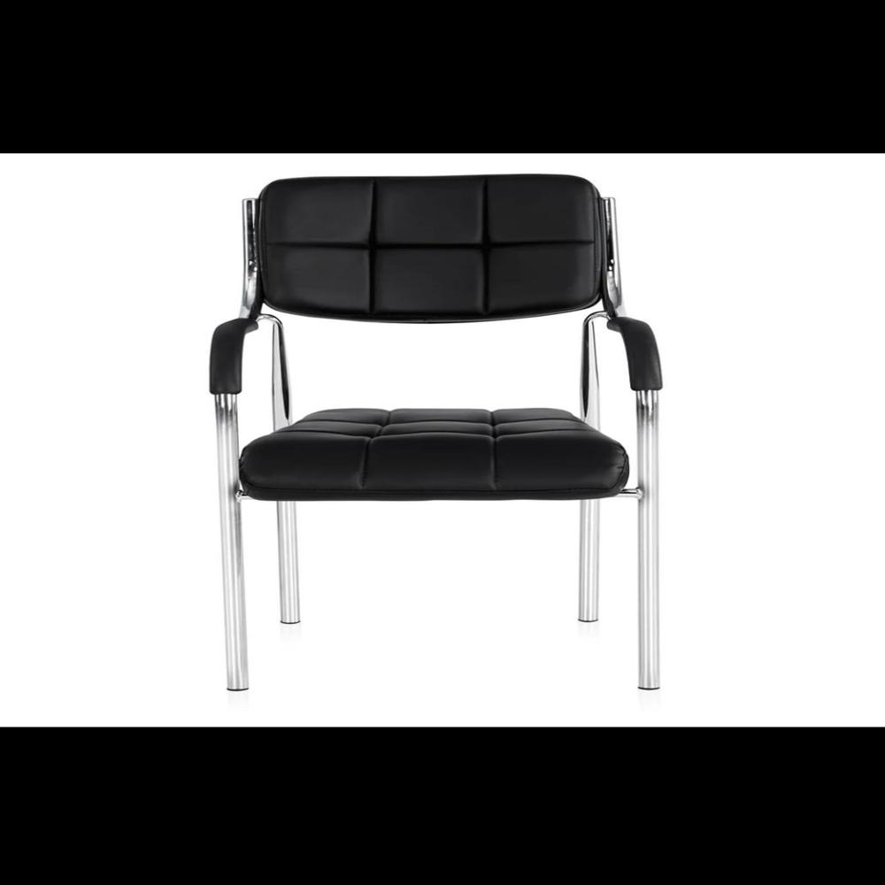 Nilkamal Indus Visitor Chair - Pvc Upholstered Seat With Pu Foam, Chrome-plated Mild Steel Frame, Black Finish, Eco-friendly Design