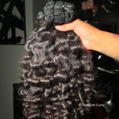 Wholesale Virgin Curly Human Hair Extension Weft Bundles Size:10-28Inch - Color: Natural Black