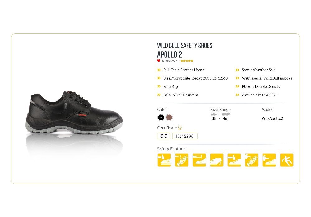 Apollo Safety Shoes - Color: Black