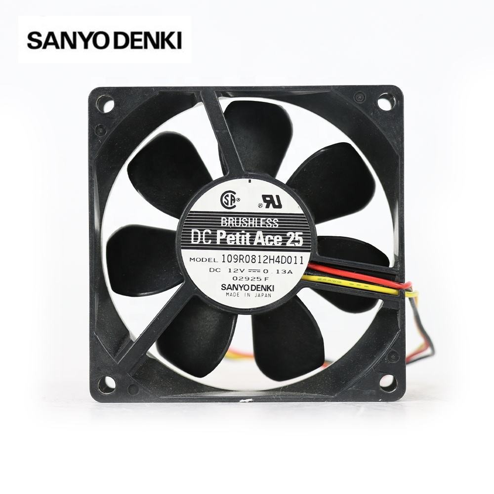 SANYO 109R0812H4D011 8025 80x80x25mm 12V DC 2900RPM 36.4CFM 1.56W Wire Ball Bearing Chassis Cabinet Axial Cooling Fan