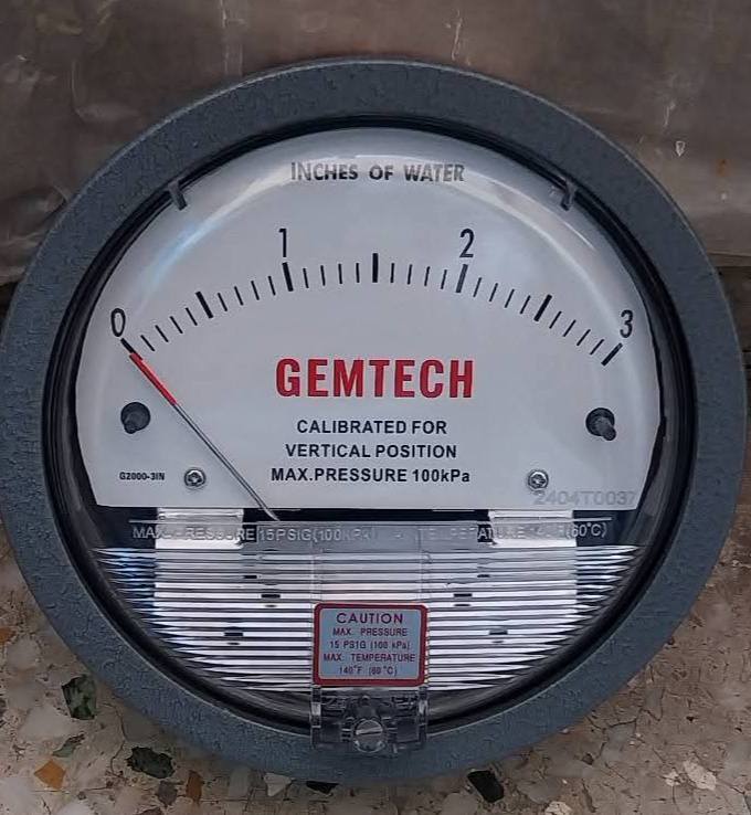 GEMTECH G2003 Differential Pressure Gauge 0-3 Inch