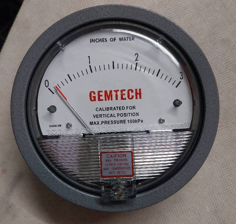 GEMTECH G2003 Differential Pressure Gauge 0-3 Inch