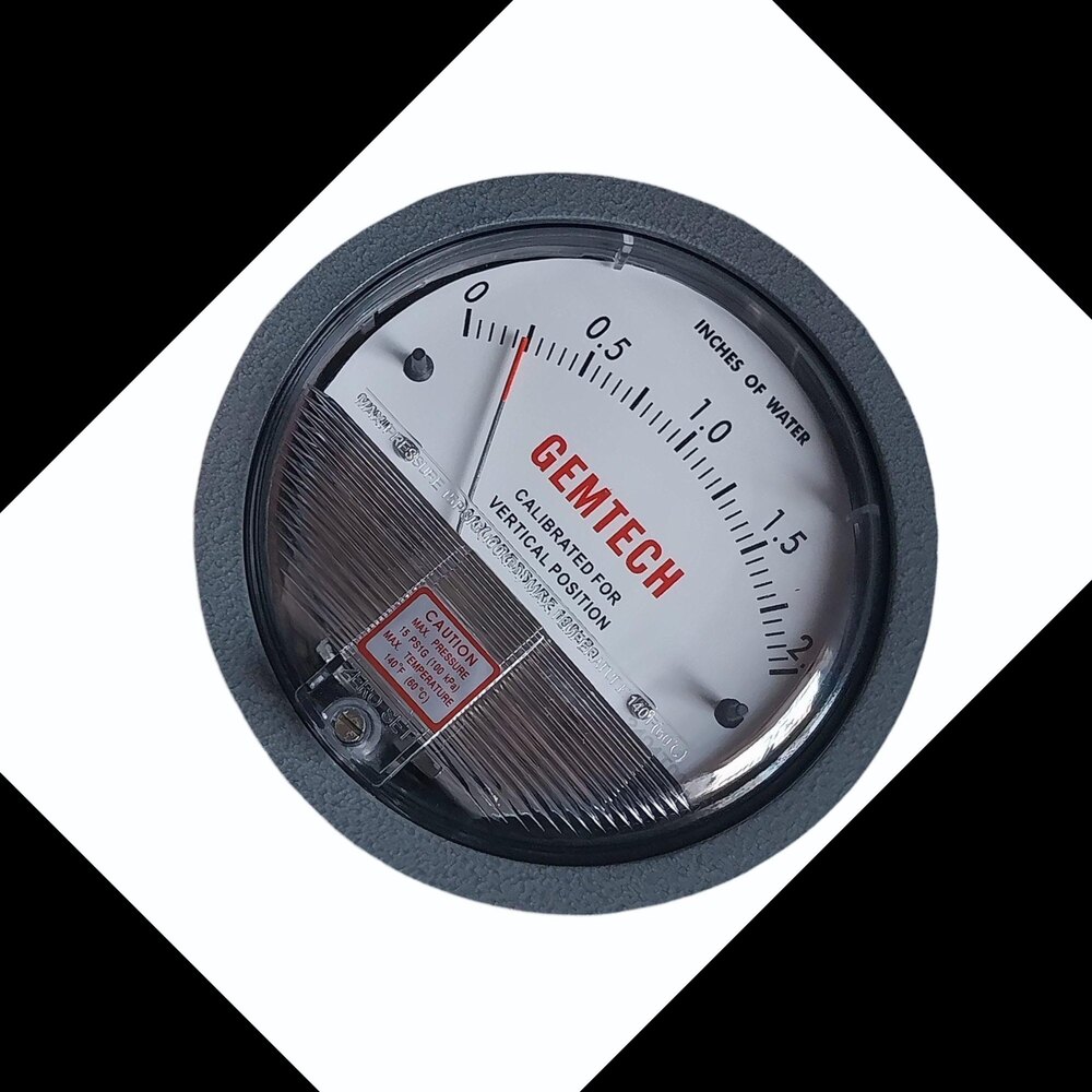 Gemtech G2000-00 Differential Pressure Gauge 0-.25 Inch - Accuracy: 2% (-Ha Model 1) Of Fs (3% (-Ha 1.5%) On -0
