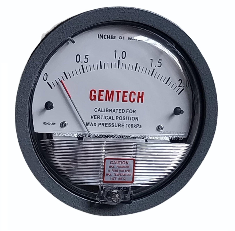 GEMTECH G2000-0 Differential Pressure Gauge 0-.50 Inch