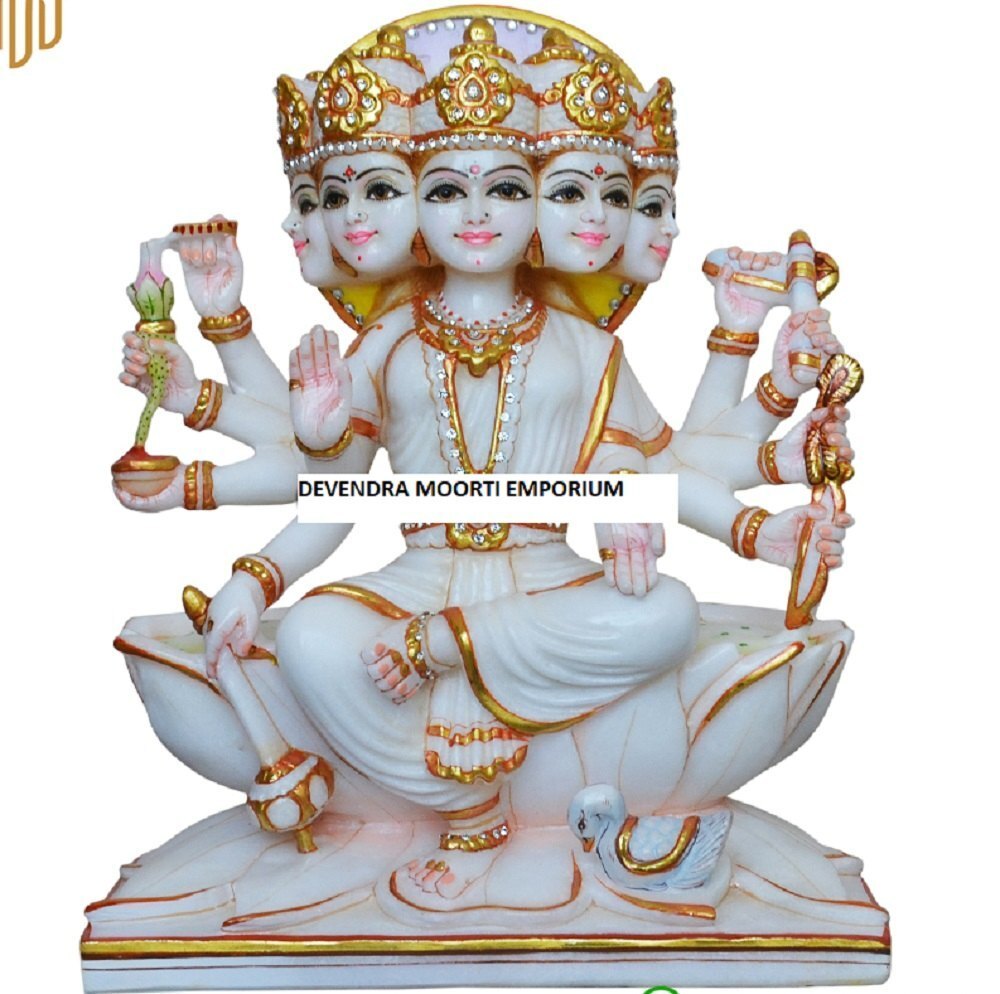 Marble Panchmukhi Gayatri Mata Statue