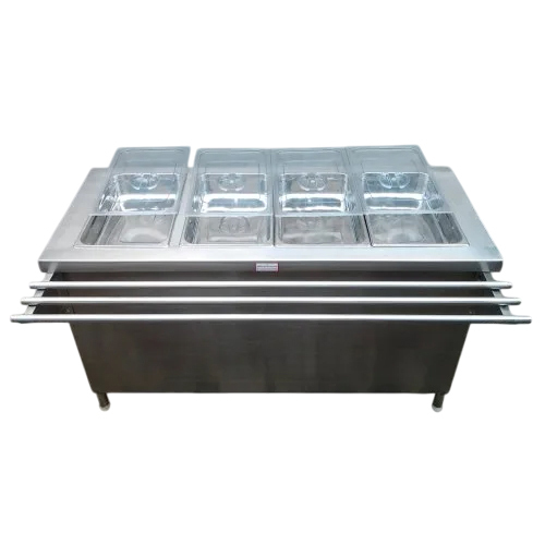 Stainless Steel Hot Bain Marie Counter - Color: Silver